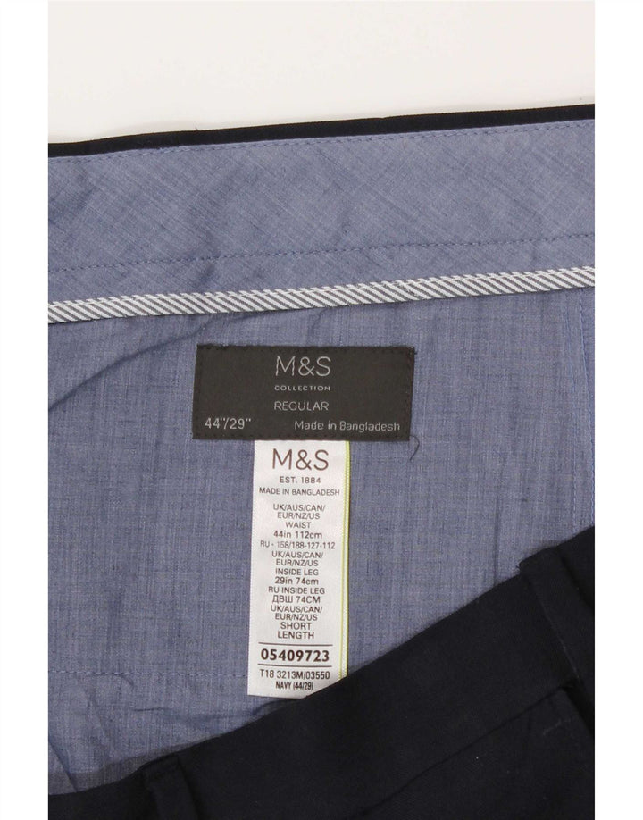 Pantaloni tăiați obișnuiți pentru bărbați Marks & Spencer L44 L26 Poliester bleumarin