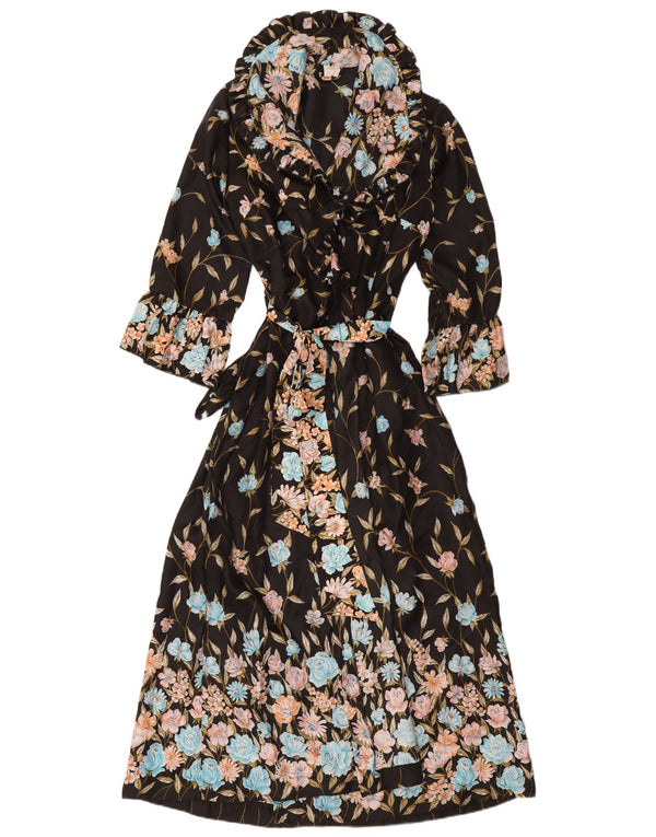 Rochie maxi cu mânecă lungă vintage pentru femei IT 44 Medium Black Floral
