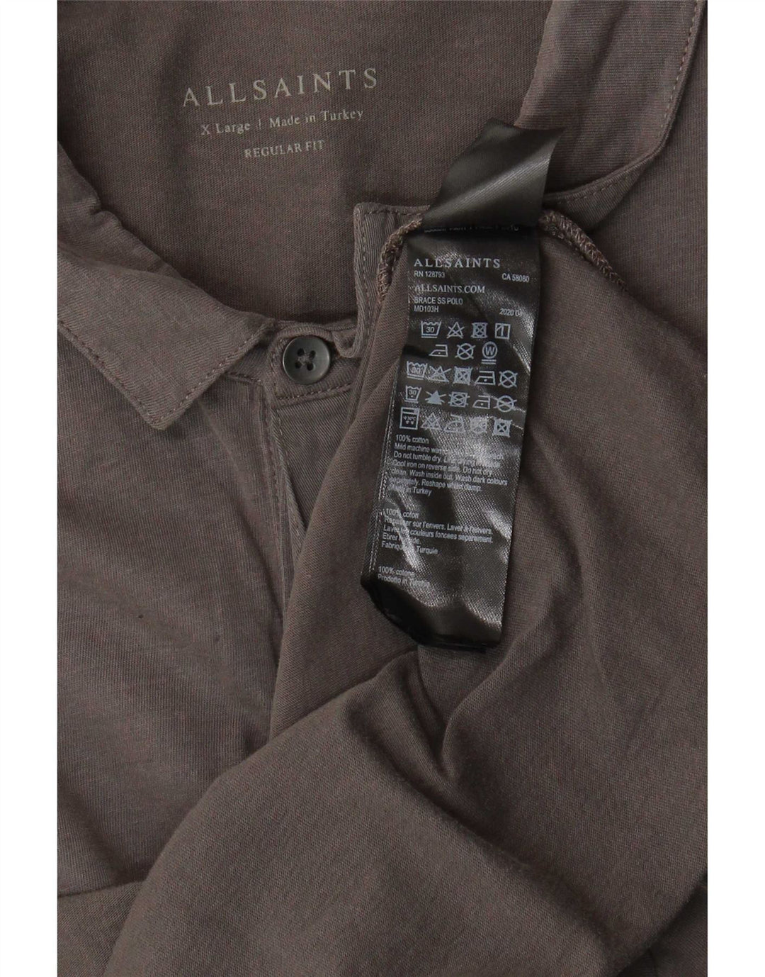 Tricou polo pentru bărbați All Saints, XL, gri bumbac