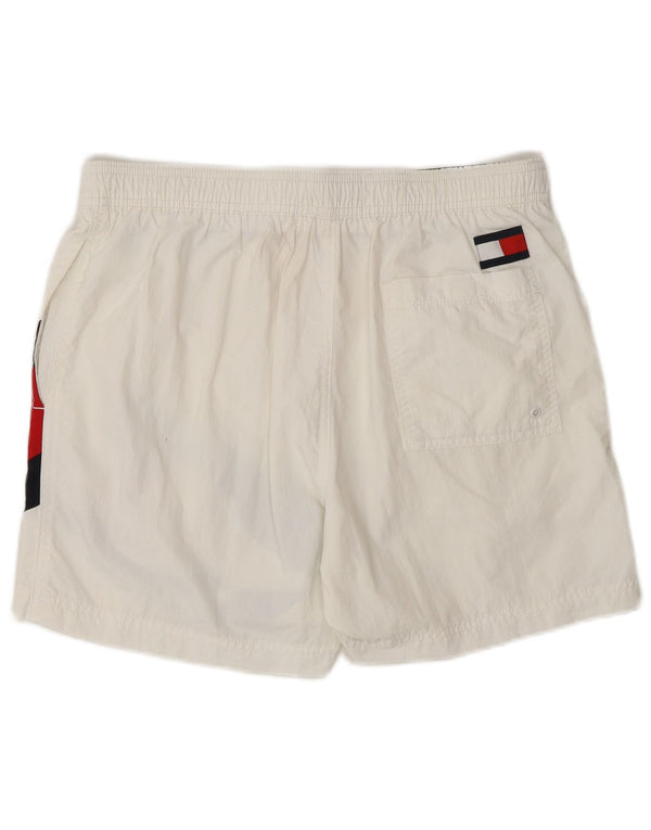 TOMMY HILFIGER Pantaloni scurți de înot grafic pentru bărbați, medii, alb, plajă