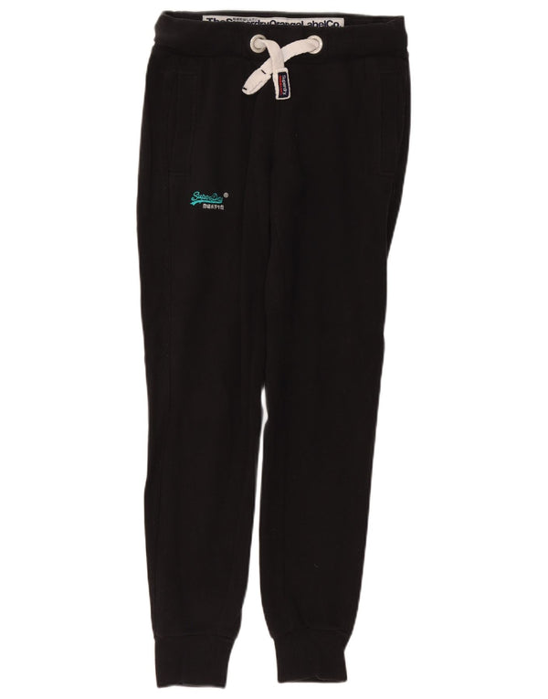 Pantaloni de trening Superdry pentru femei Joggeri UK 8 Bumbac negru mic