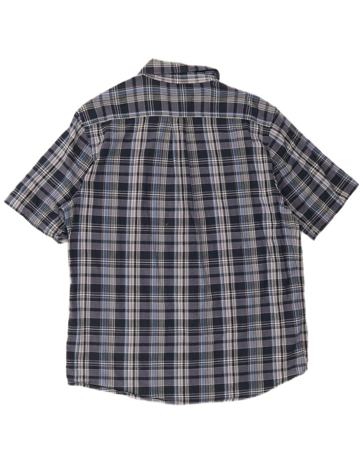 Cămașă Woolrich pentru bărbați, cu mânecă scurtă, cu tăiere obișnuită, mare, albastru, carouri din bumbac