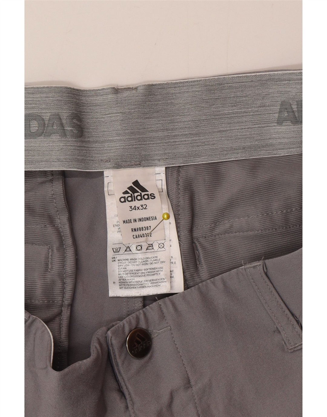 Pantaloni chino slim pentru bărbați Adidas W34 L32 poliester gri