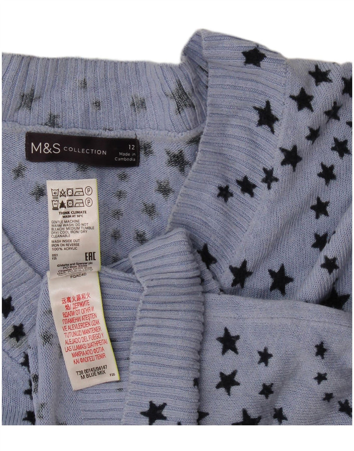 Pulover pentru femei Marks & Spencer, cu model abstract, cu decolteu în V, UK 12 Medium