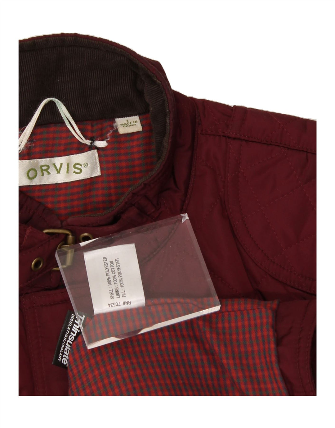 ORVIS Womens Quilted Jacket UK 16 Large Maroon Cotton Vintage Orvis and Second-Hand Orvis from Messina Hembry 
