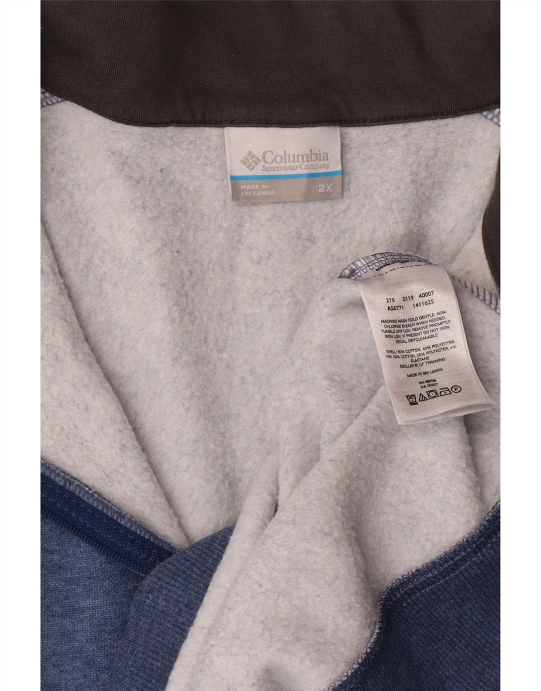 Pulover Columbia pentru bărbați, cu fermoar și gât, bumbac albastru 2XL