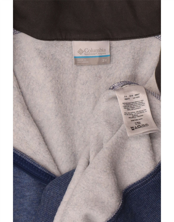 Pulover Columbia pentru bărbați, cu fermoar și gât, bumbac albastru 2XL