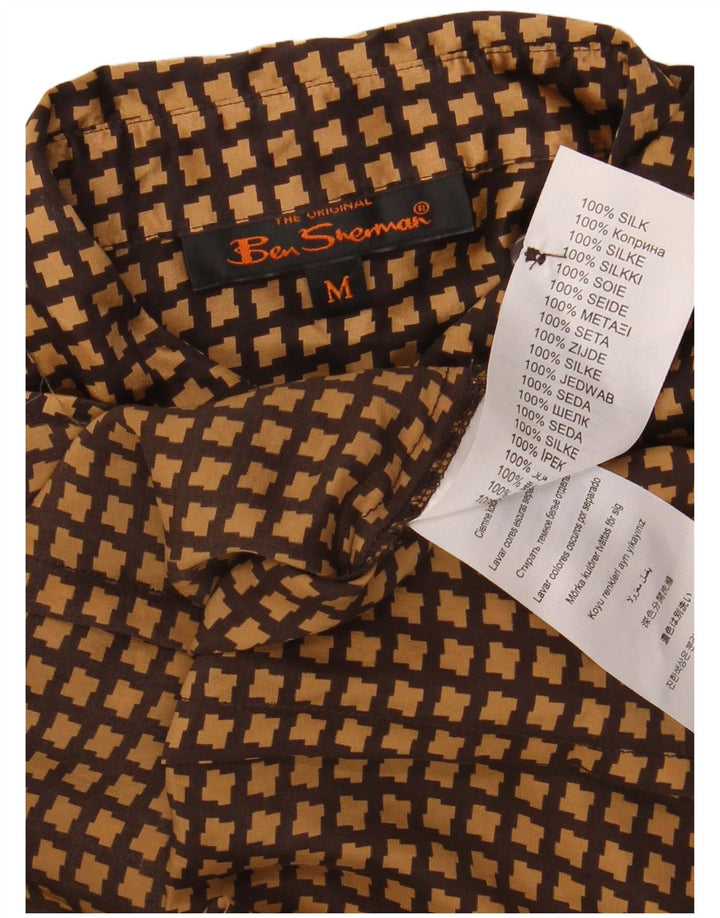 BEN SHERMAN Bluză cămașă pentru femei UK 12 Medium Brown Houndstooth