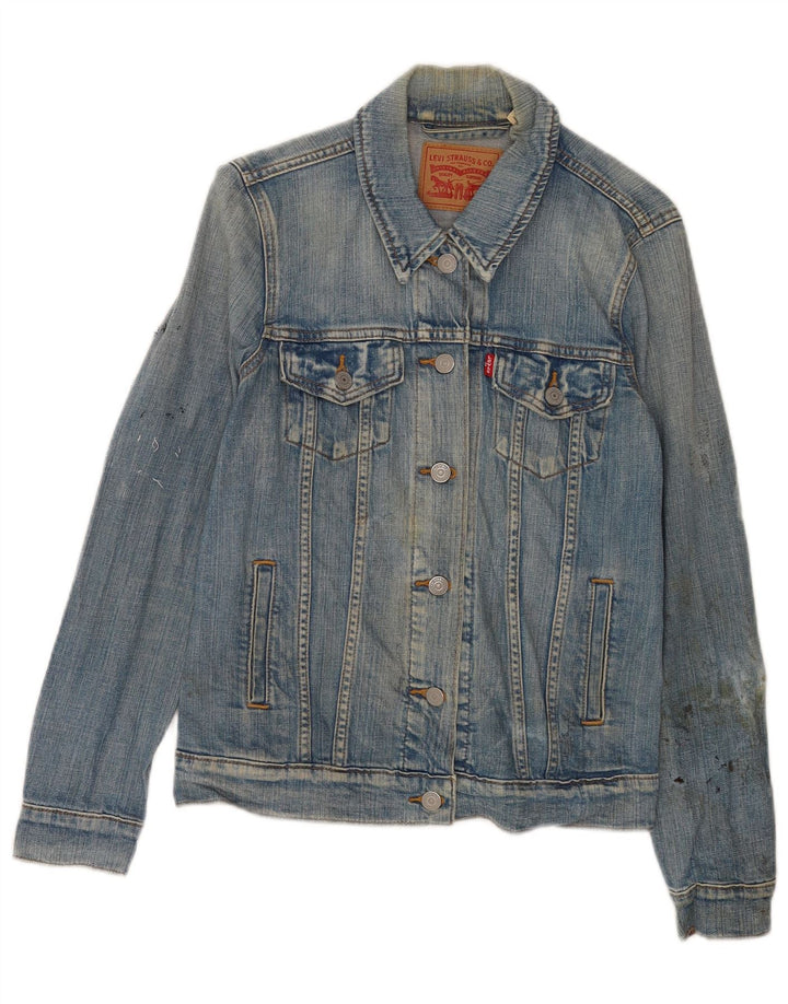 Jachetă de blugi cu grafic pentru femei Levi's UK 8 Small Blue Bumbac