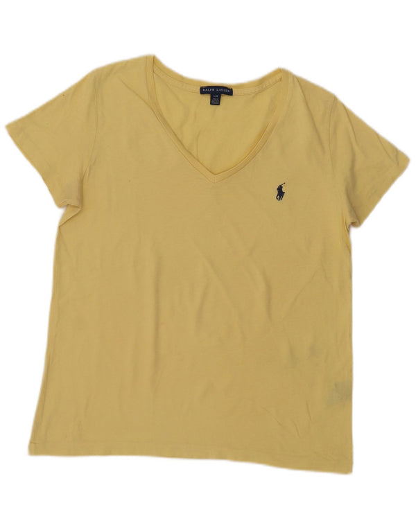 Tricou pentru femei Ralph Lauren UK 14 mare bumbac galben