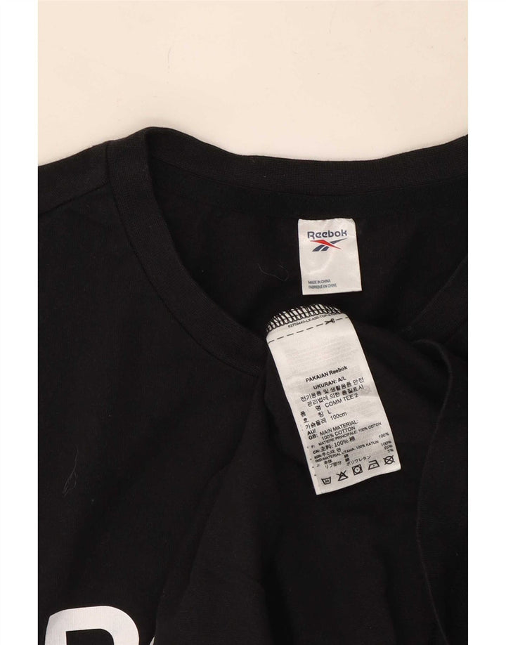 Tricou grafic Reebok pentru bărbați Top mare din bumbac negru