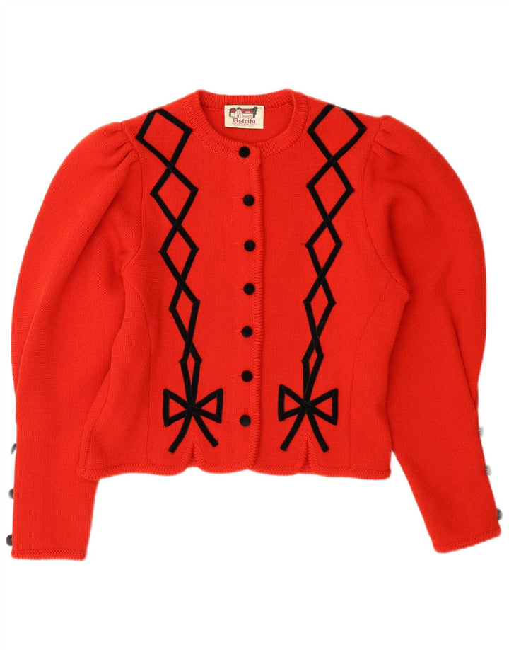 Astrifa Pulover Crop Cardigan Femei EU 40 Lână Geometrică Roșu Mediu