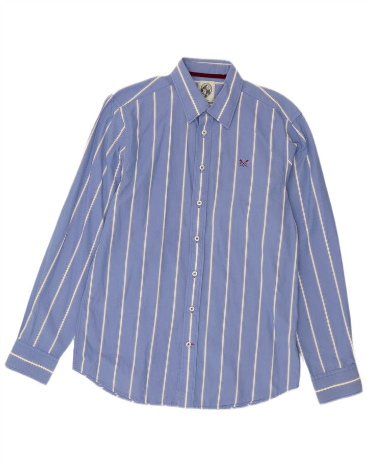 Crew Clothing Cămașă croită pentru bărbați, bumbac cu dungi albastre medii