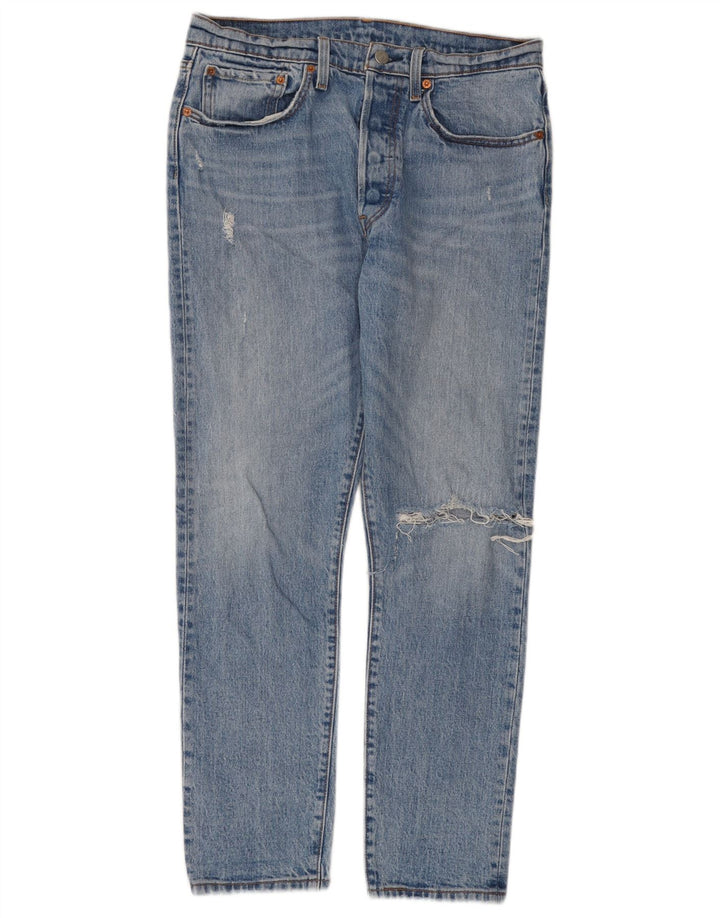 Blugi drepti distressed 501 Levi's pentru femei L30 L30 Bumbac albastru