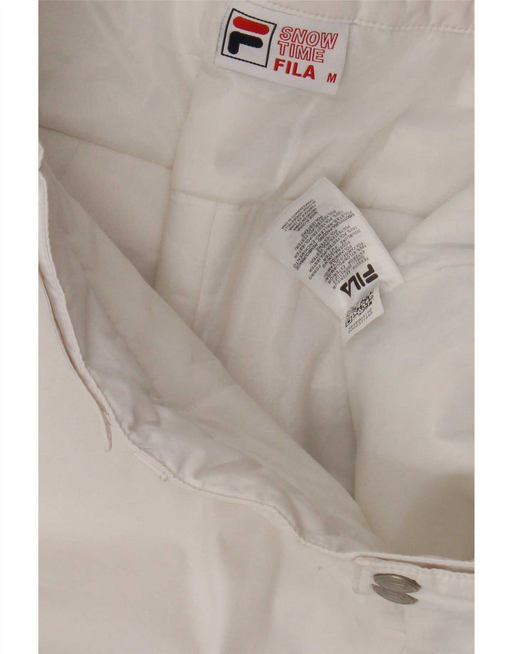 Pantaloni de schi Fila pentru bărbați, alb mediu, nailon color bloc