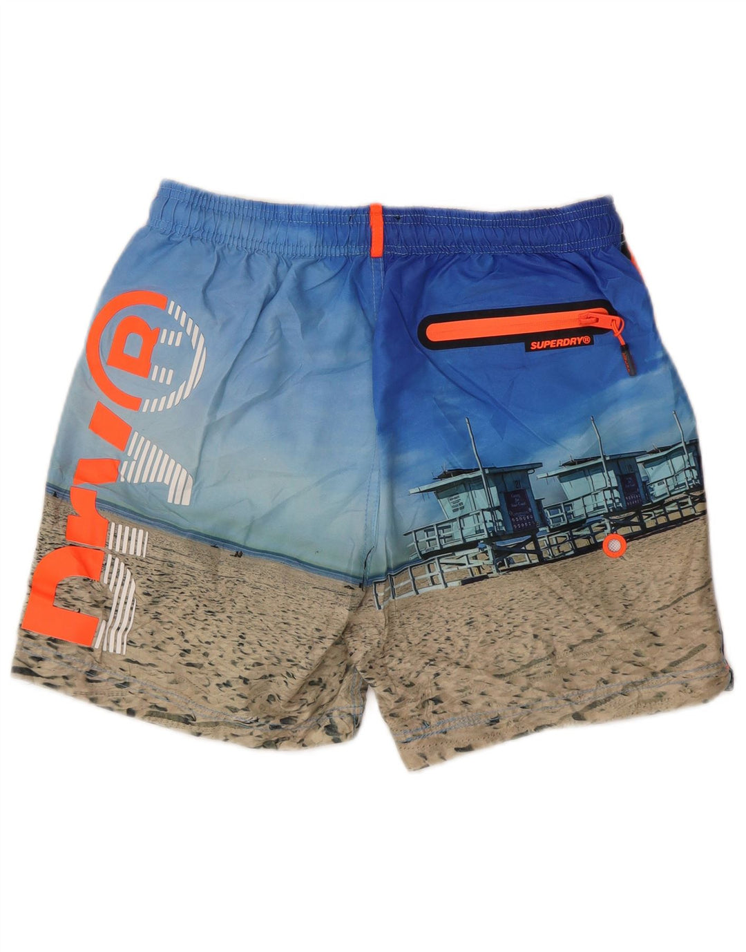 Pantaloni scurți de înot grafic Superdry pentru bărbați, poliester cu dungi albastre medii