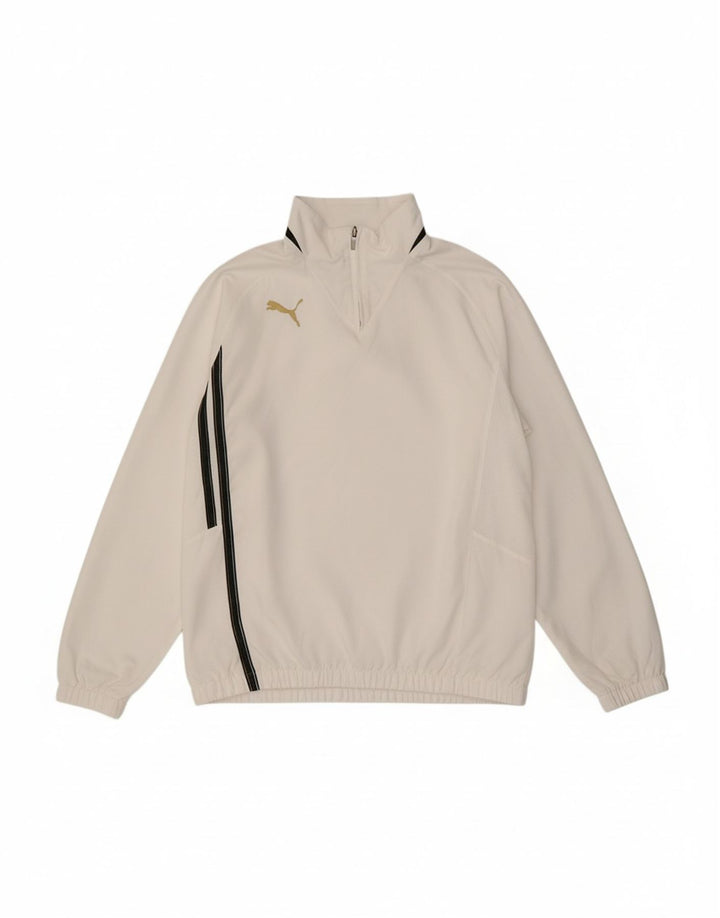 PUMA Mens Graphic Zip Neck Pullover Tracksuit Top Medium White