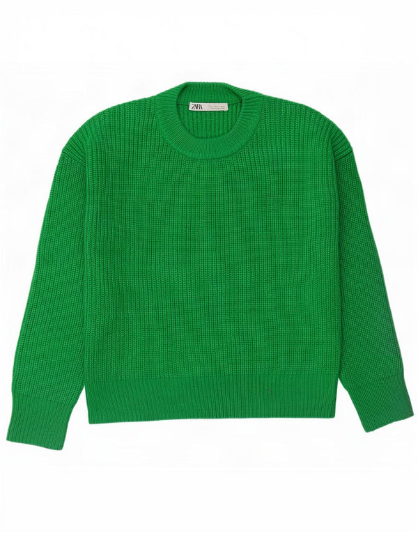 Pulover pentru femei supradimensionat cu gâtul turnat Zara UK 10 Mic verde acrilic