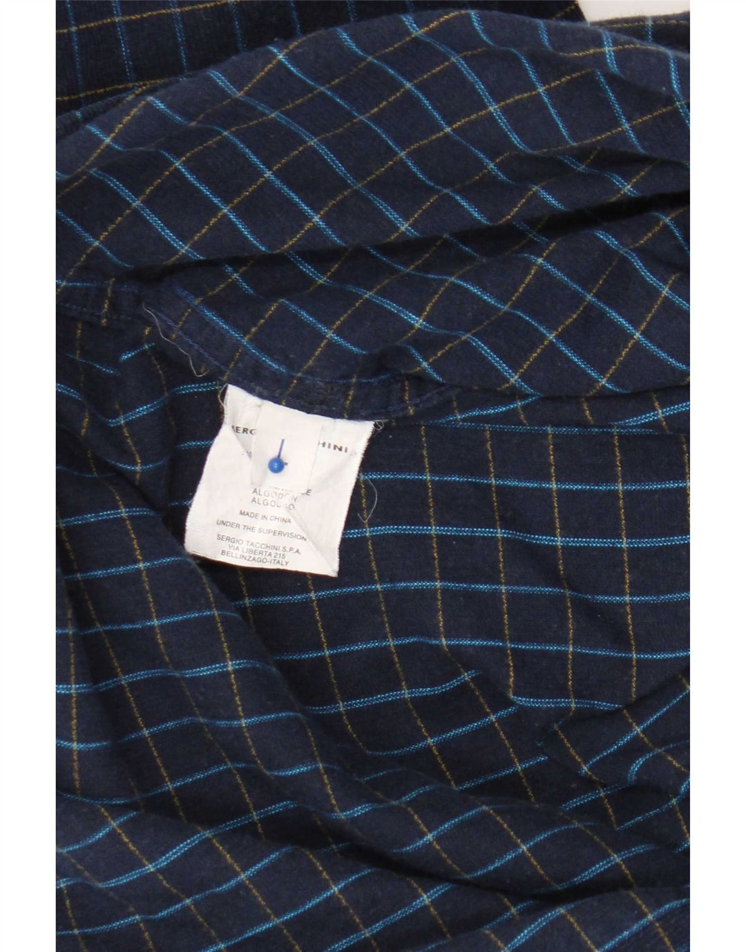 Cămașă pentru bărbați Sergio Tacchini, mare din bumbac cu carouri bleumarin