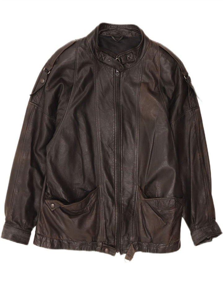 VINTAGE Mens Leather Jacket IT 46 Small Black Leather Vintage Vintage and Second-Hand Vintage from Messina Hembry 