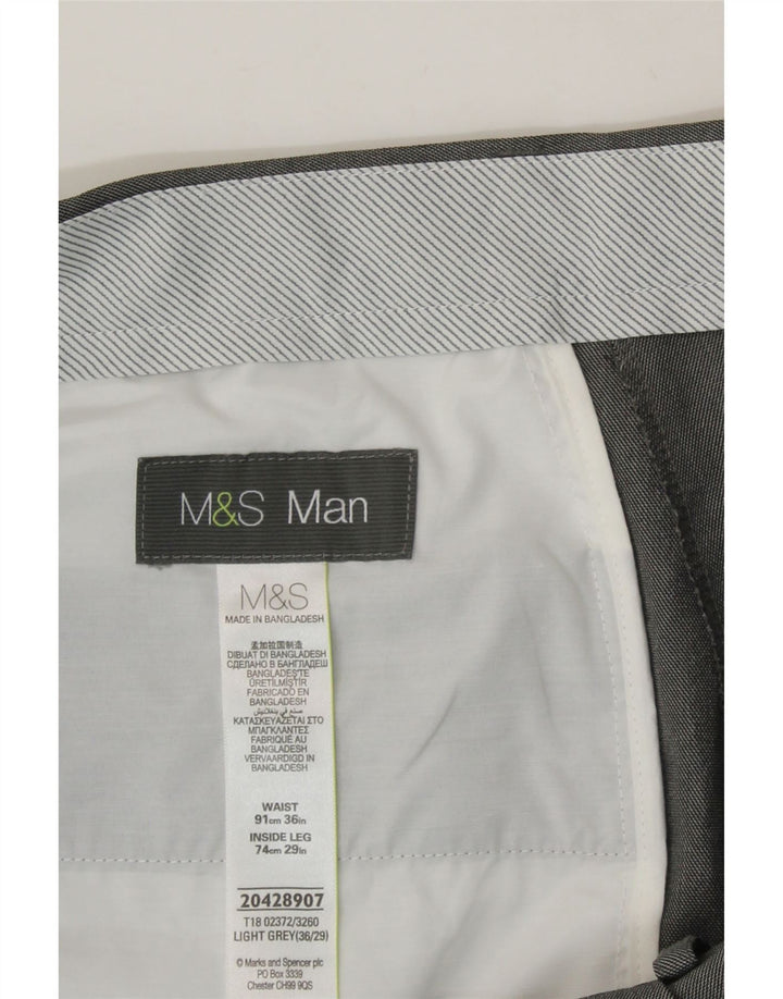 MARKS & SPENCER Mens Straight Suit Trousers W36 L29 Grey Polyester Vintage Marks & Spencer and Second-Hand Marks & Spencer from Messina Hembry 