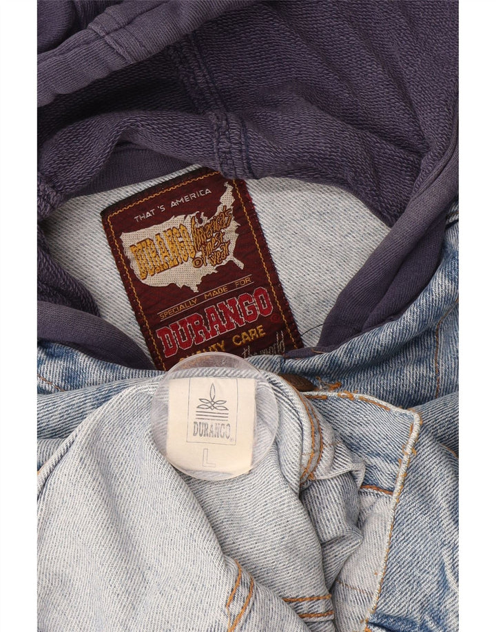 Jachetă de blugi cu glugă pentru bărbați DURANGO UK 40 mare, albastru, bumbac color bloc