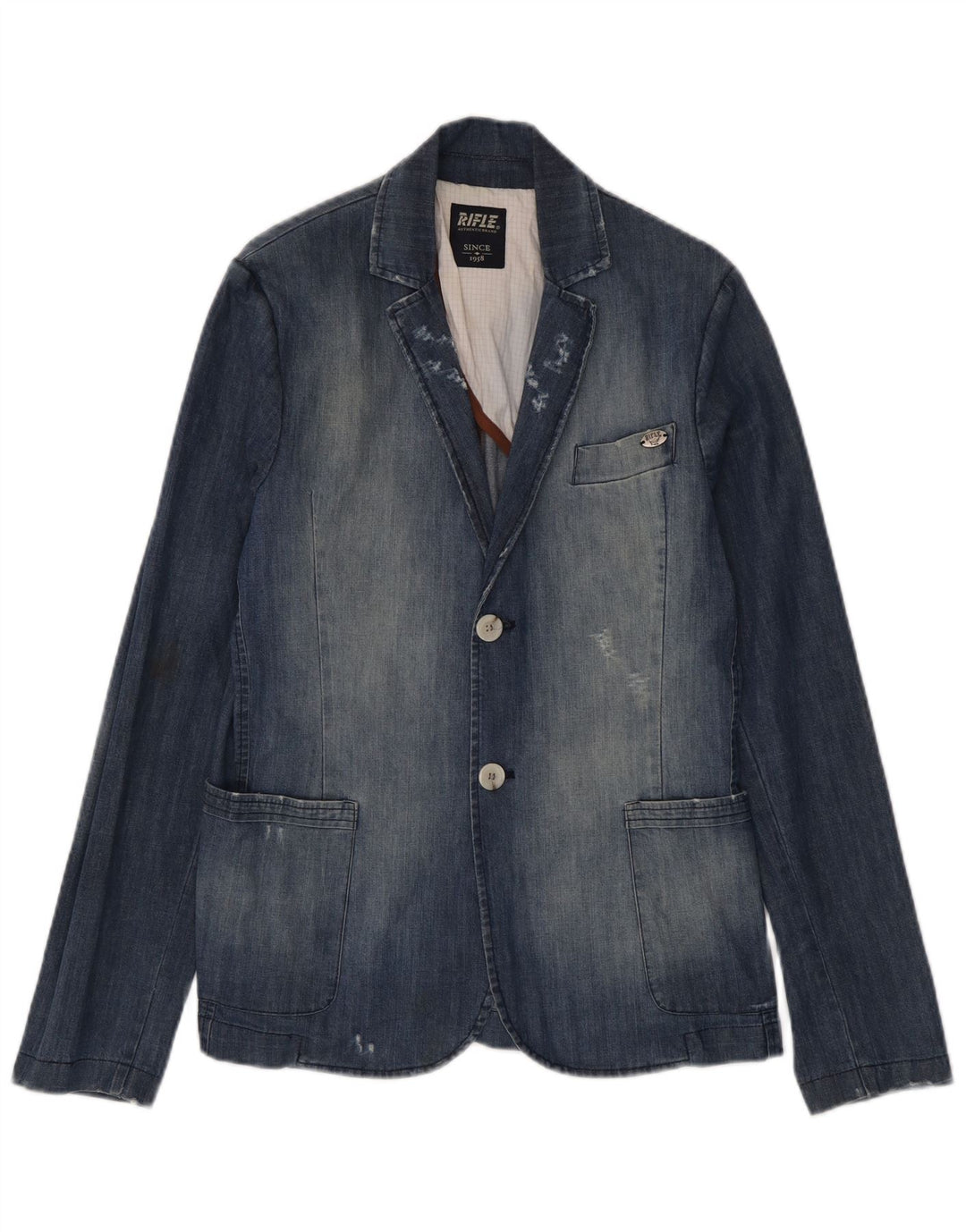Jachetă pentru bărbați Rifle din denim învechit UK 38, bumbac albastru mediu