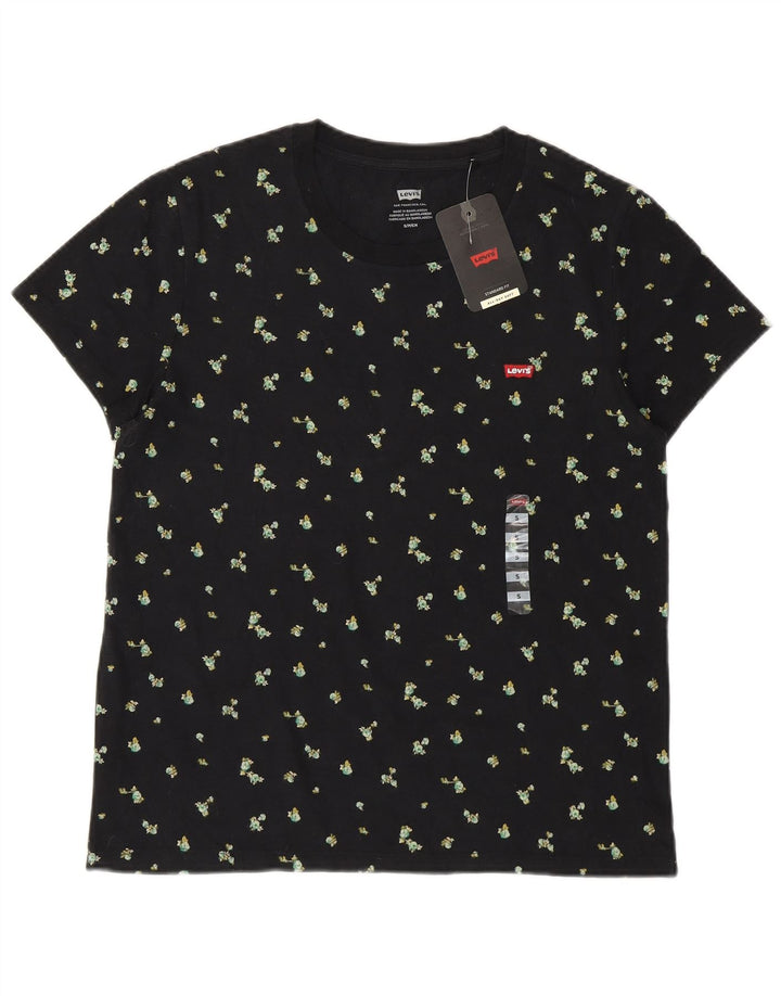 Tricou grafic pentru femei LEVI'S Top UK 10 Floare mică, neagră, florală din bumbac