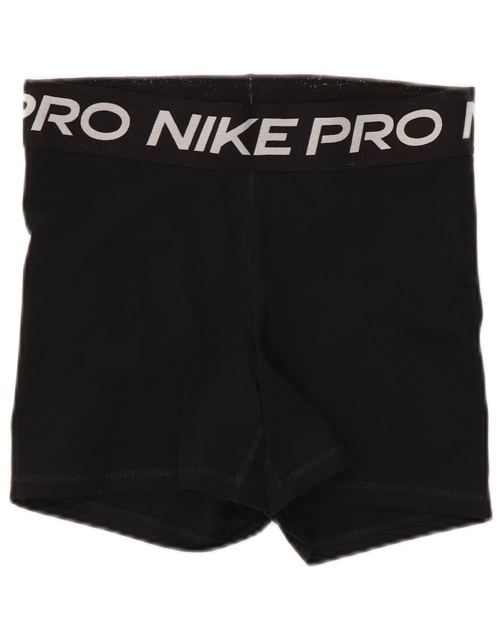 Pantaloni scurți sport Nike Dri Fit Graphic pentru femei UK 12 Poliester mediu negru