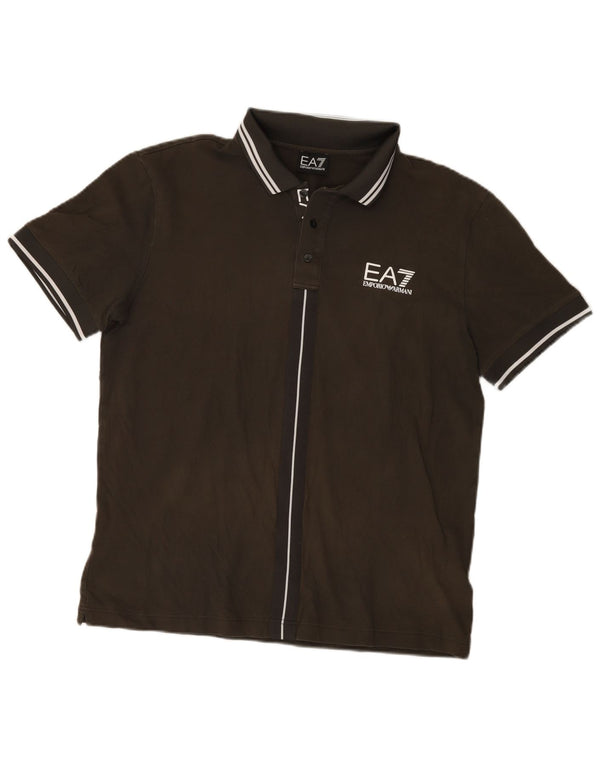 Cămașă polo cu grafică pentru bărbați Emporio Armani, bumbac kaki 2XL