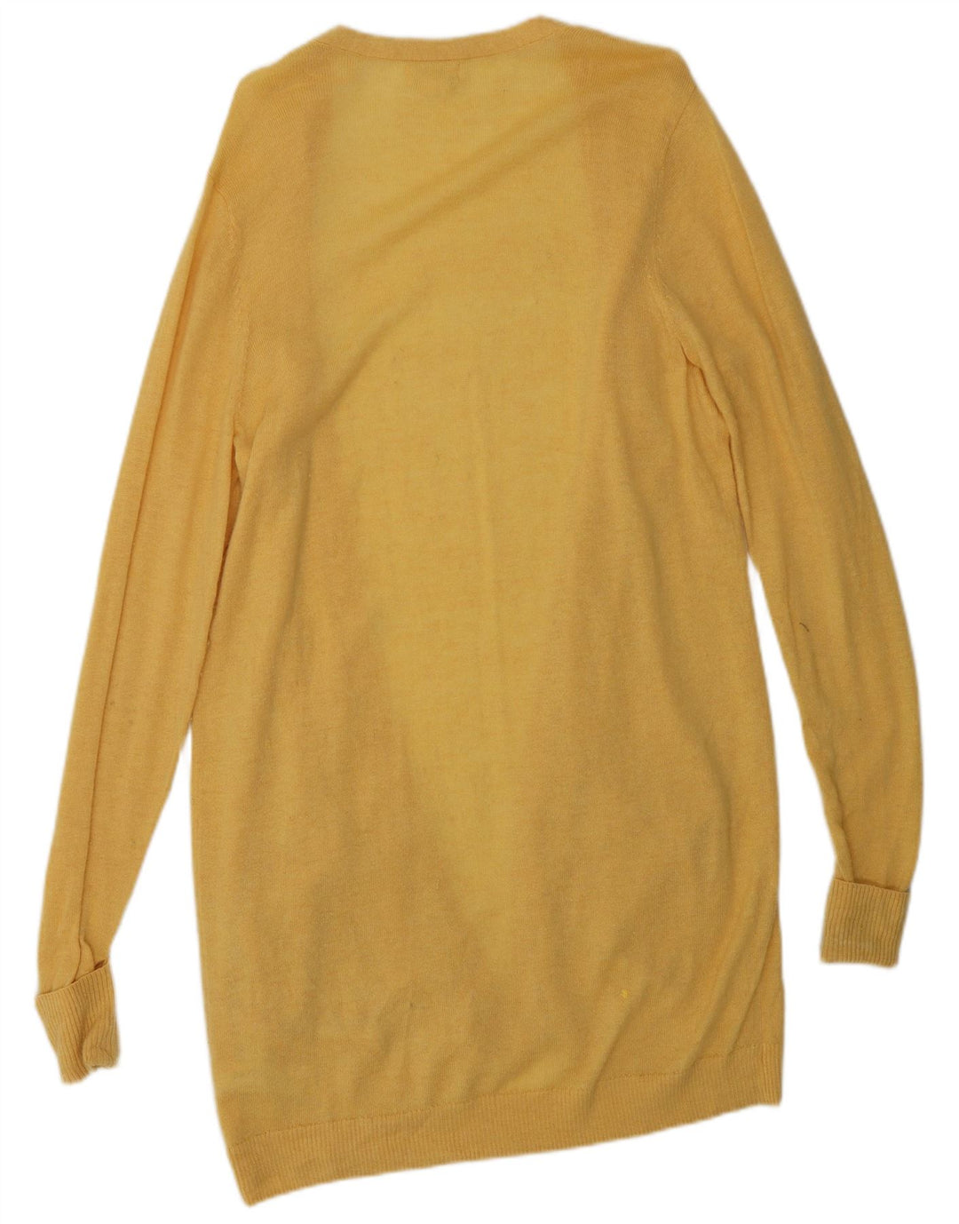 FAT FACE Pulover cardigan deschis cu paragate pentru femei UK 14 Lână galbenă medie