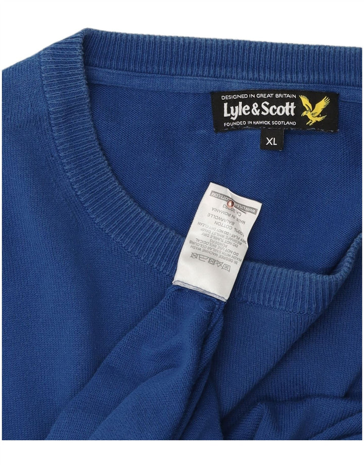 LYLE & SCOTT Pulover pentru bărbați cu gât crew pulover XL bumbac albastru