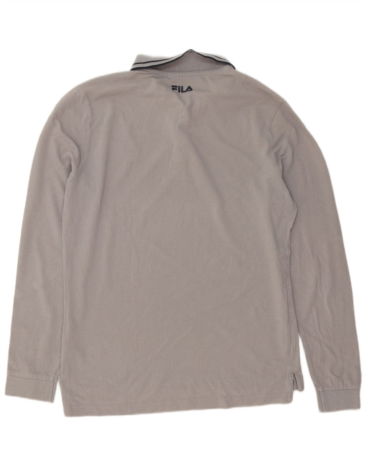 Tricou polo cu mânecă lungă Fila pentru bărbați, bumbac gri mare