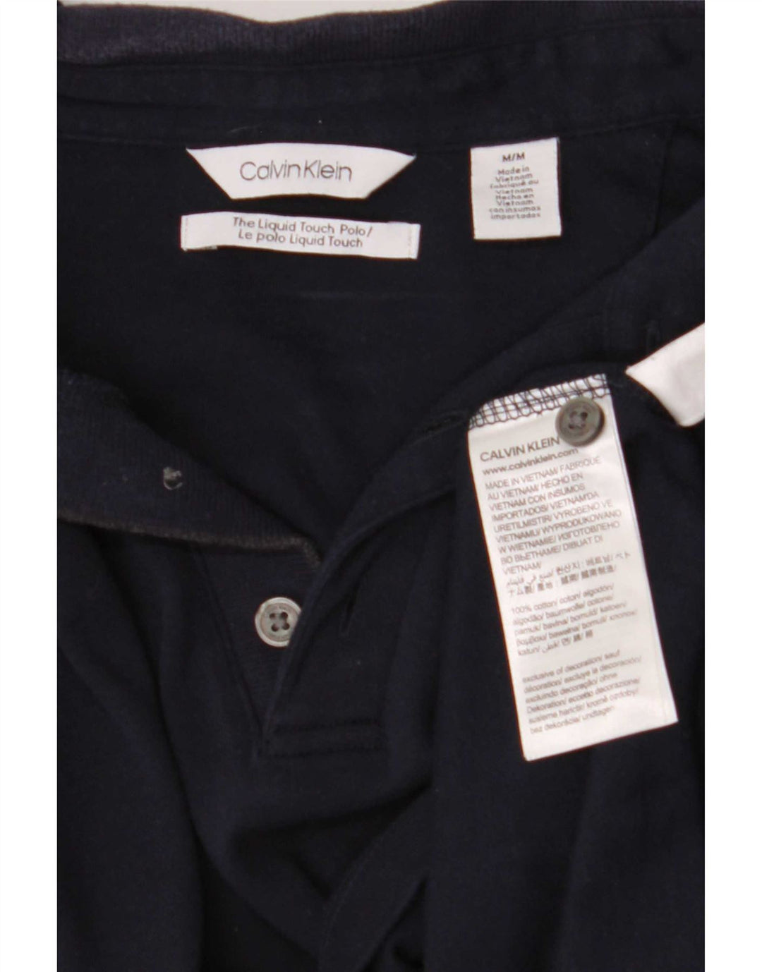 Cămașă polo Calvin Klein pentru bărbați, bumbac albastru bleumarin mediu