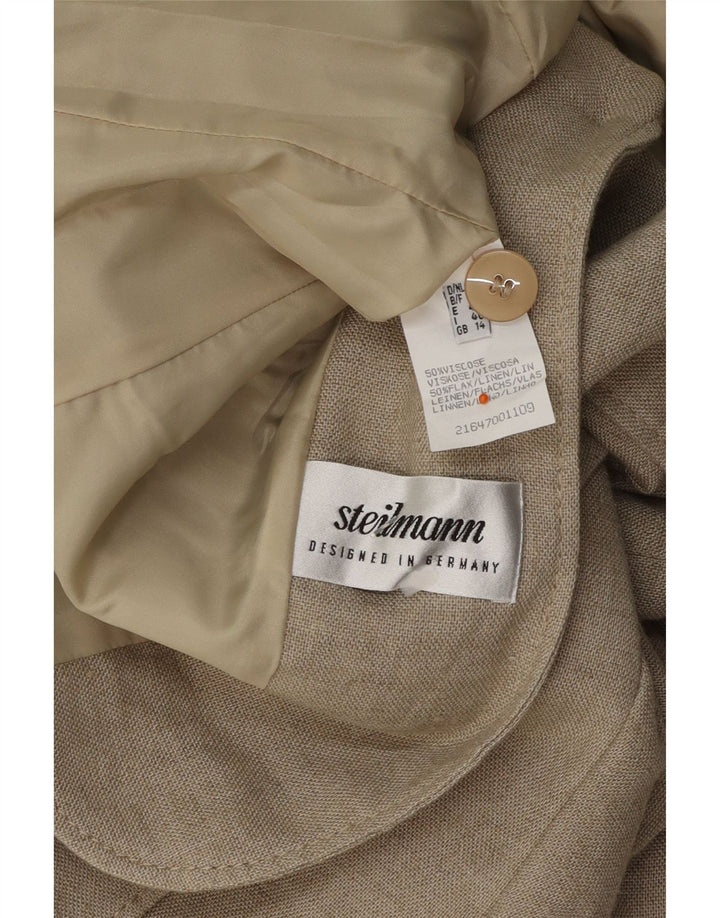 STEILMANN  Womens 2 Button Blazer Jacket UK 14 Large Beige Viscose