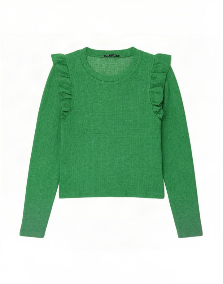 Crop Top pentru femei Zara cu mânecă lungă UK 12 verde mediu