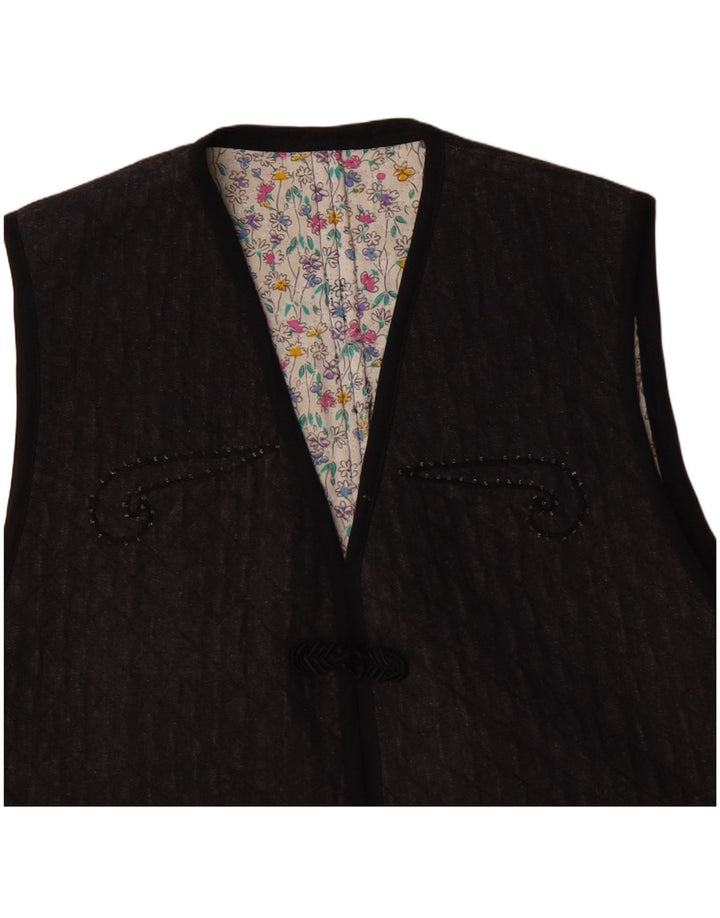 Gilet Vintage pentru femei UK 12 Medium Grey Paisley