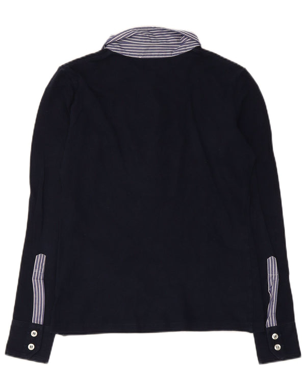 Tricou polo de rugby pentru femei Fred Perry UK 12 Mediu bleumarin cu dungi