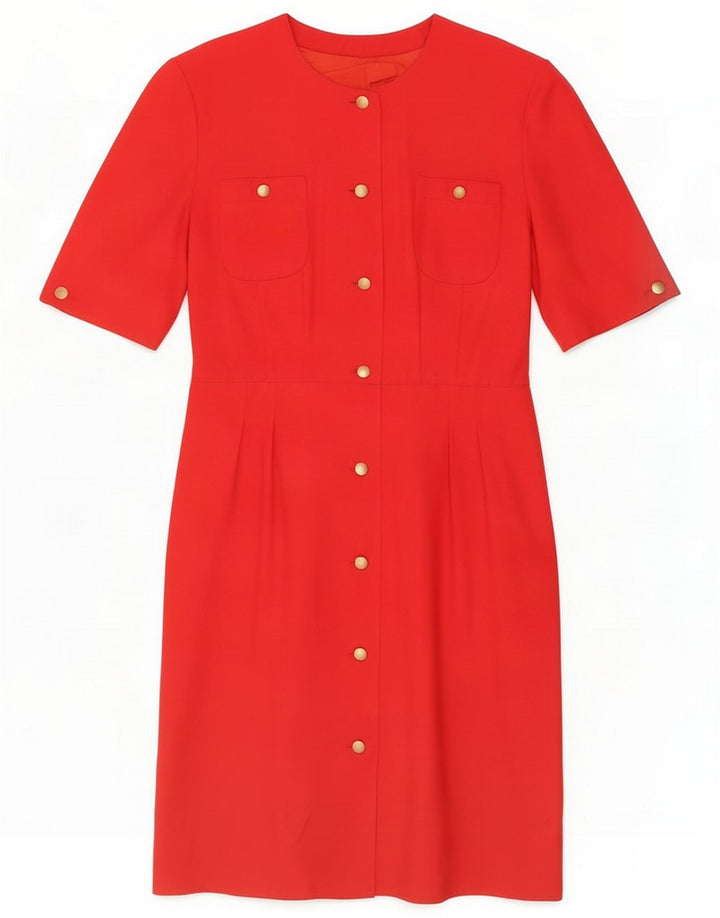 Vintage Womens Theath Dress UK 14 Medium Red
