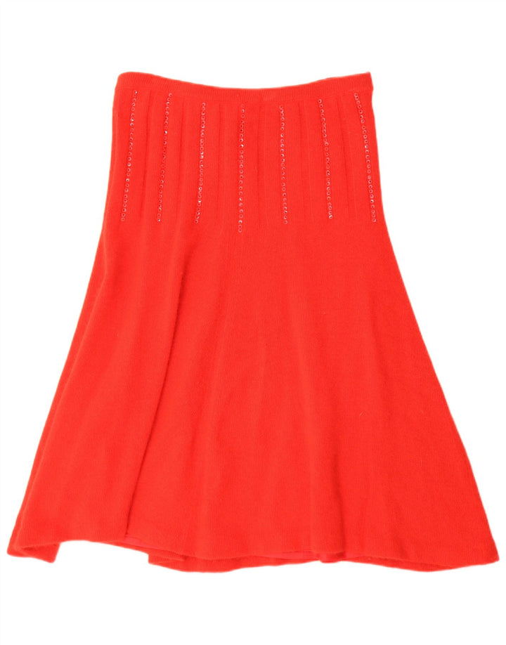 Fusta evazată din tricot pentru femei Vintage IT 44 Medium W30 Red Angora