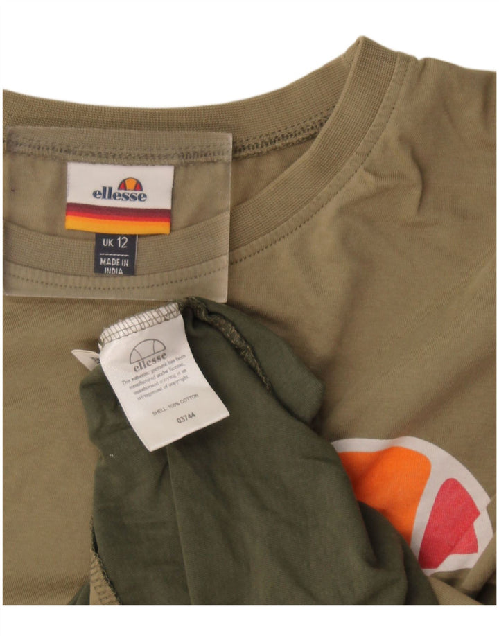 Tricou cu grafic supradimensionat pentru femei Ellesse Top UK 12 Medium Khaki Colorblock