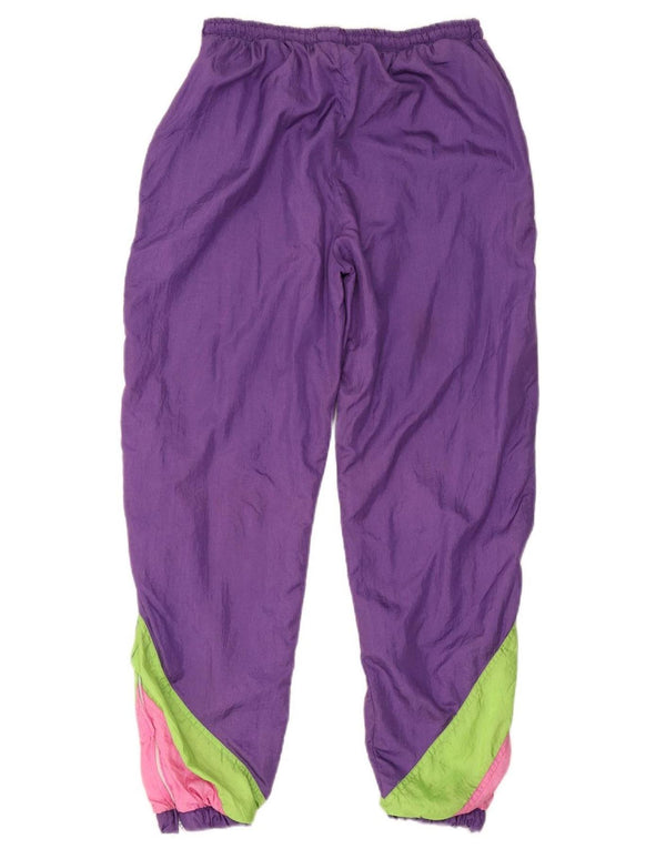 Pantaloni de trening Vintage pentru femei Joggeri UK 12 Mov mediu Colorblock
