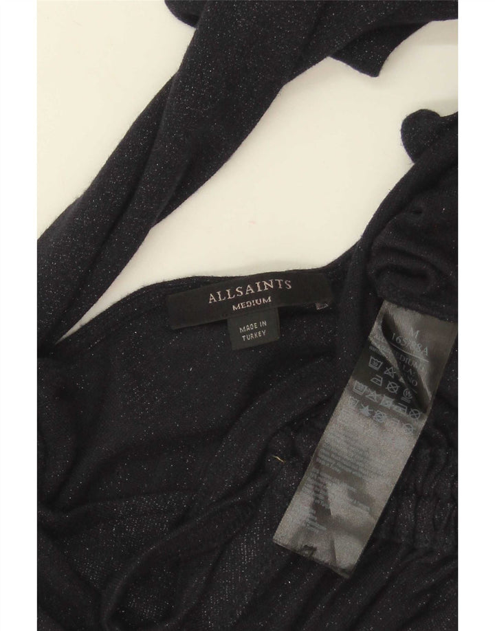 Crop Top pentru femei All Saints cu mânecă lungă UK 12 Medium Bleumarin Viscoză