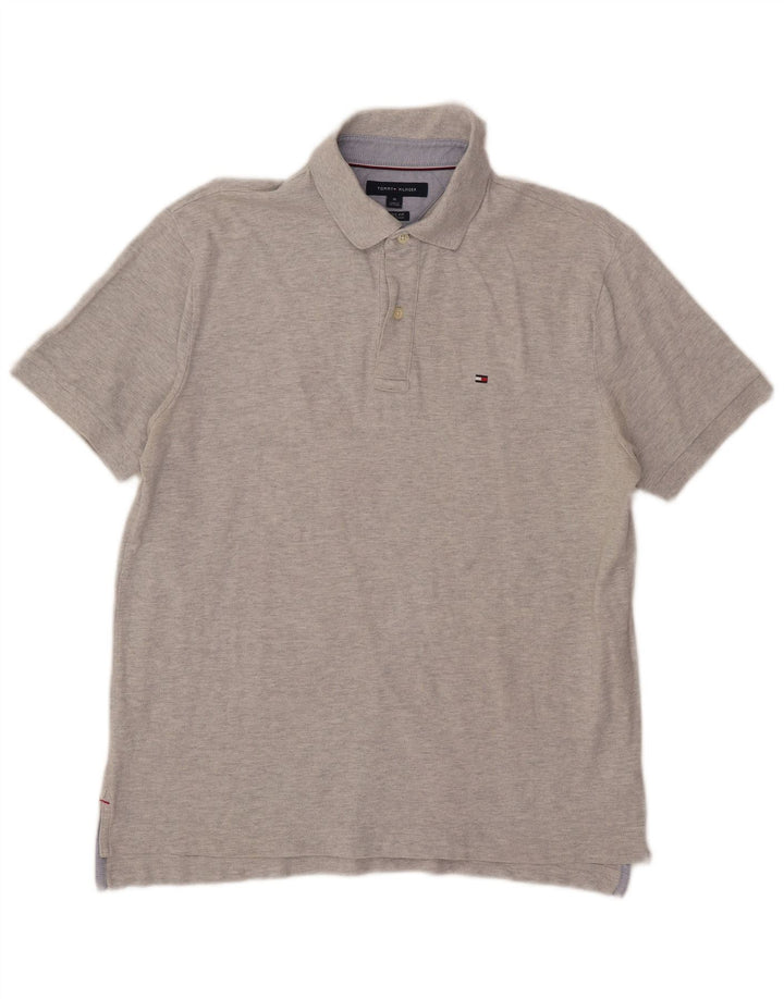 Cămașă polo Tommy Hilfiger pentru bărbați, cu tăiere clasică, din bumbac gri mediu
