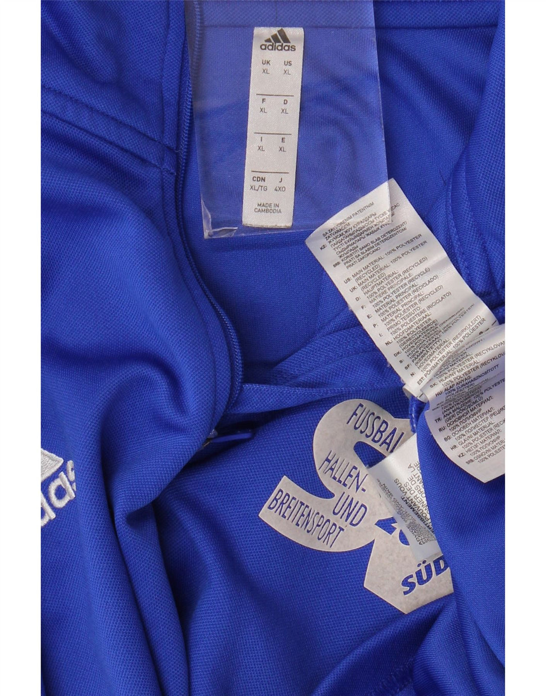 Top de trening ADIDAS Aeroready Graphic cu fermoar și gât, XL, albastru