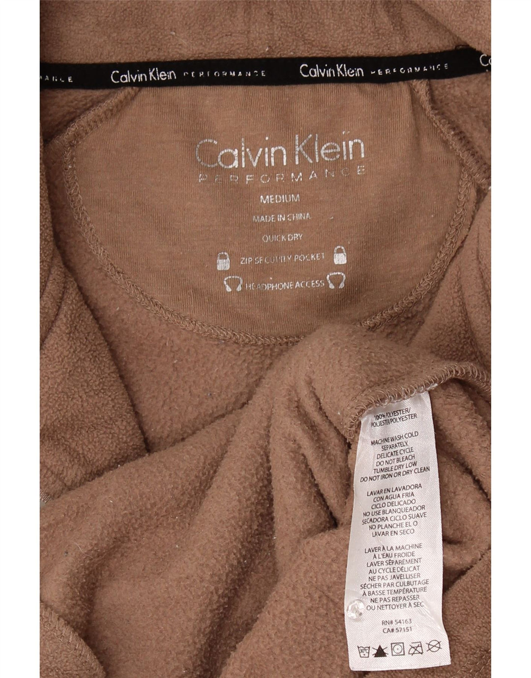 Jachetă din lână Calvin Klein pentru femei cu grafică UK 14 Poliester maro mediu