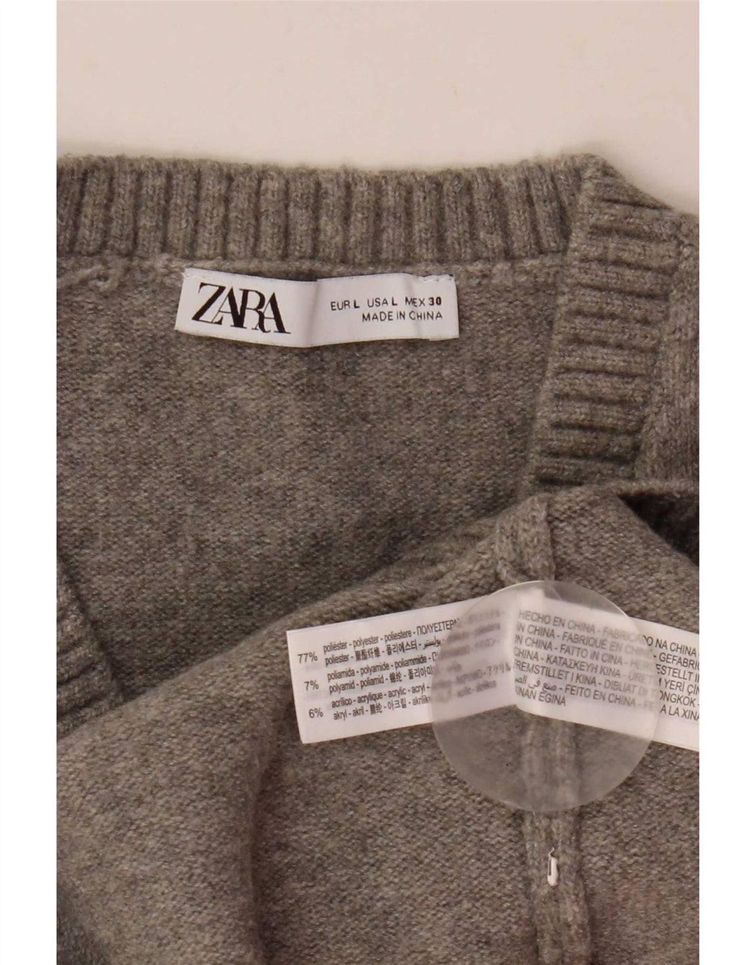 Zara femei Crop Vest Tank Top UK 14 mare poliester gri