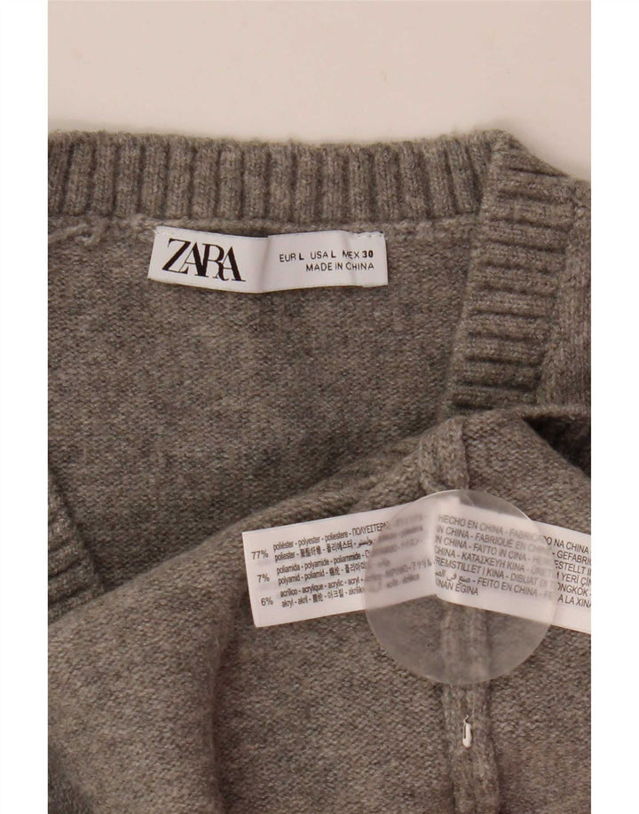 Zara femei Crop Vest Tank Top UK 14 mare poliester gri