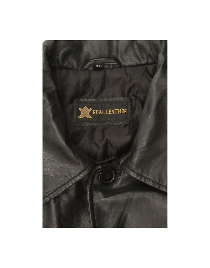 VINTAGE Mens Leather Jacket UK 46 3XL Black Leather