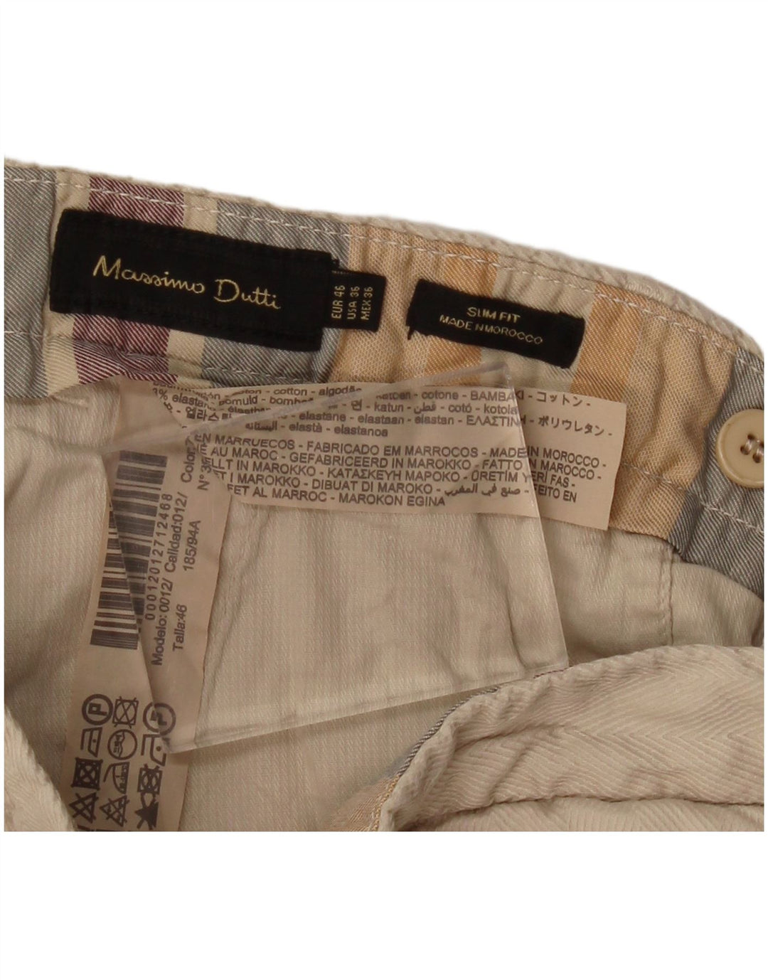 MASSIMO DUTTI Pantaloni Chino Slim Fit pentru bărbați EU 46 XL W36 L33 Bej Bumbac